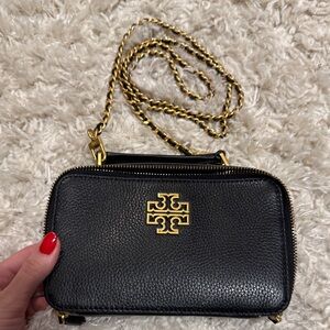 Tory Burch Black Crossbody Bag with Gold Chain